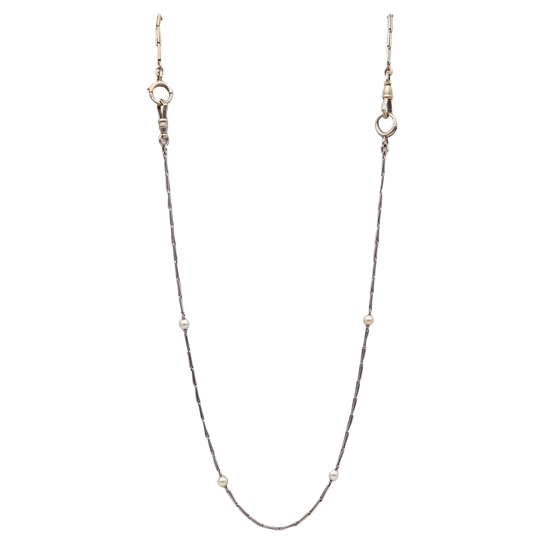 Jacques Kreisler & Co, collier 1920 en platine et or blanc 18 carats avec perles en vente