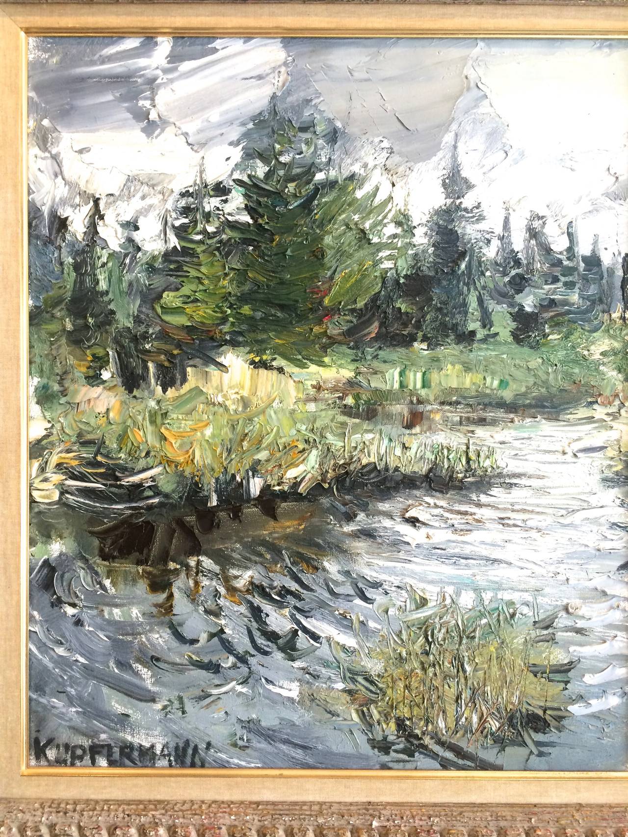 Landschaft mit Fluss  Abstrakter Expressionismus – Painting von Jacques Kupfermann