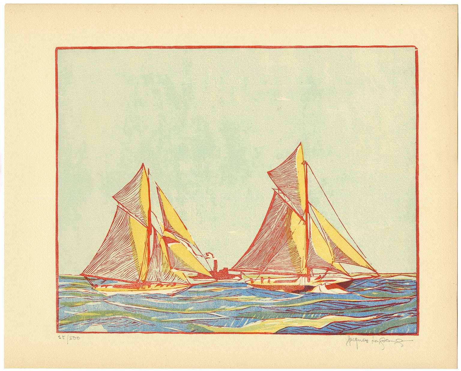 'After the Start' — America's Cup, 1893 - Print by Jacques La Grange