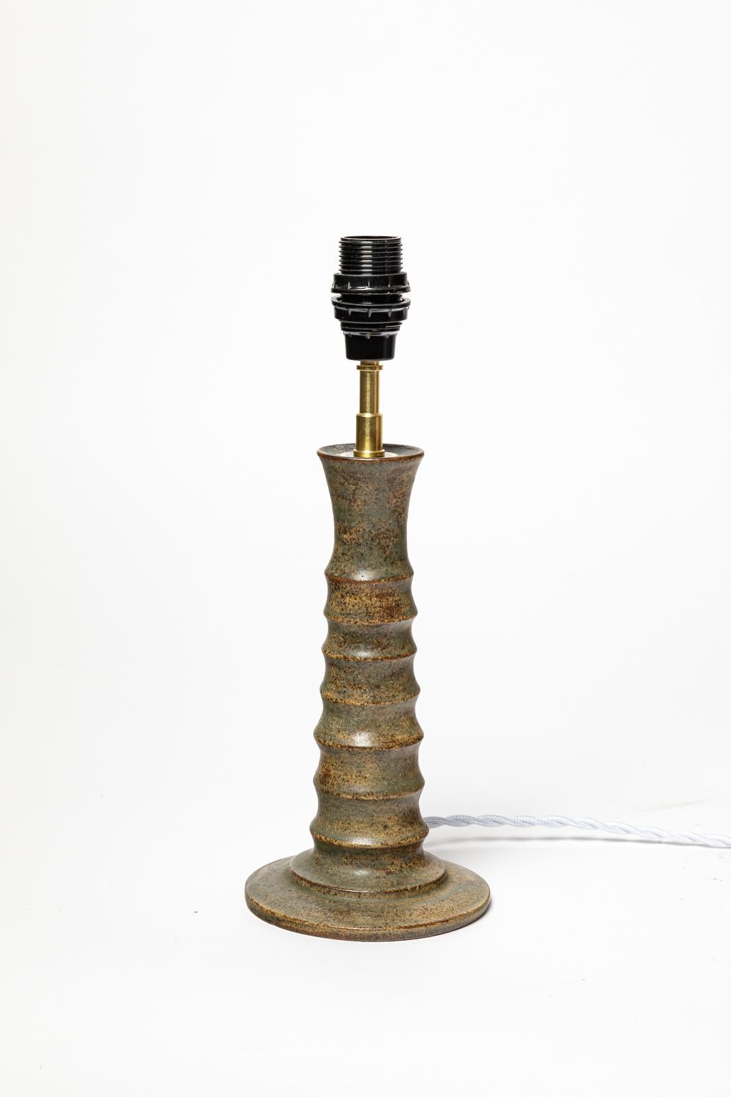 Mid-Century Modern Jacques Lacheny 20th century design stoneware grey ceramic table lamp 1970 For Sale