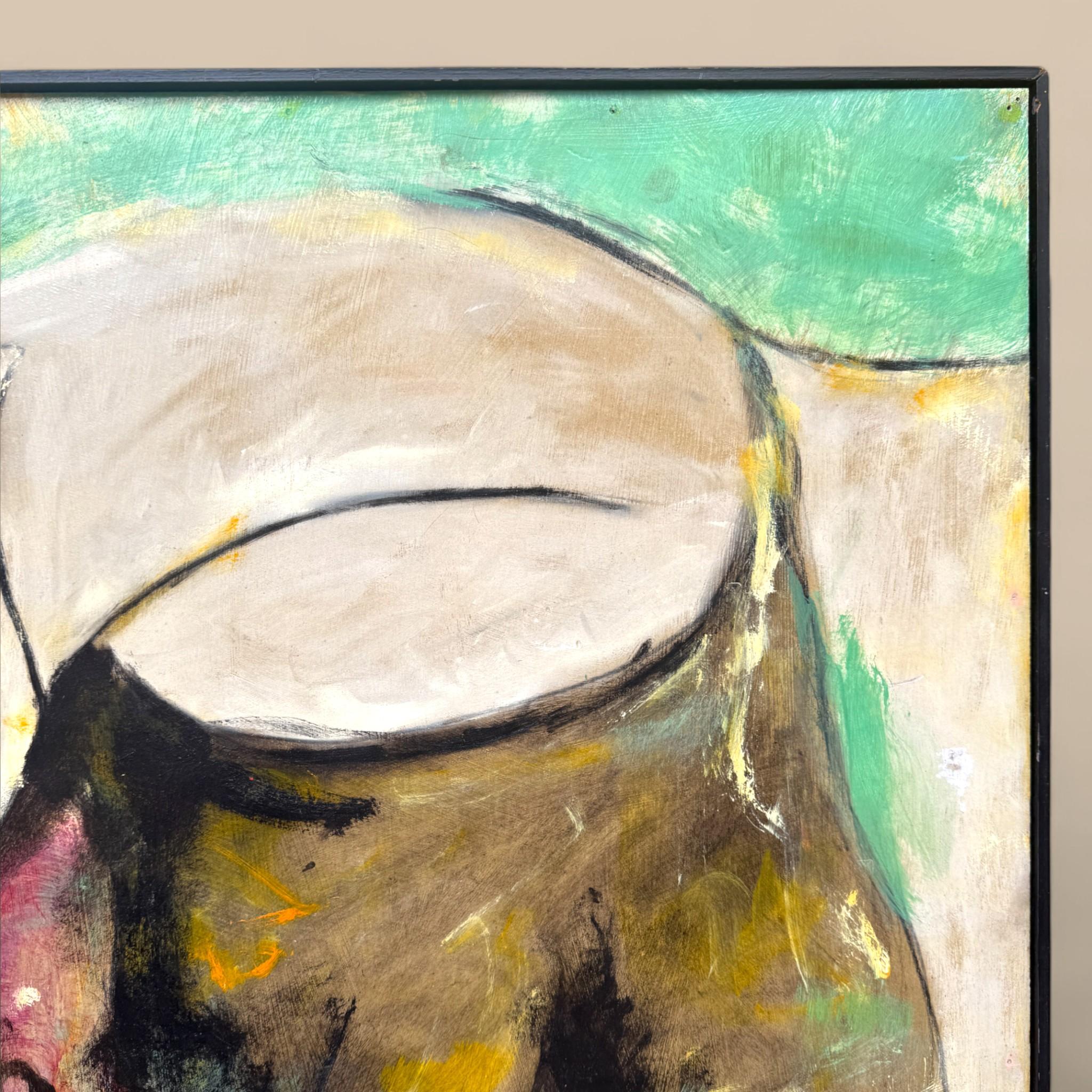 Jacques Lagrange, Woman with Flowers, Oil on cardboard, circa 1950–1955 im Angebot 2