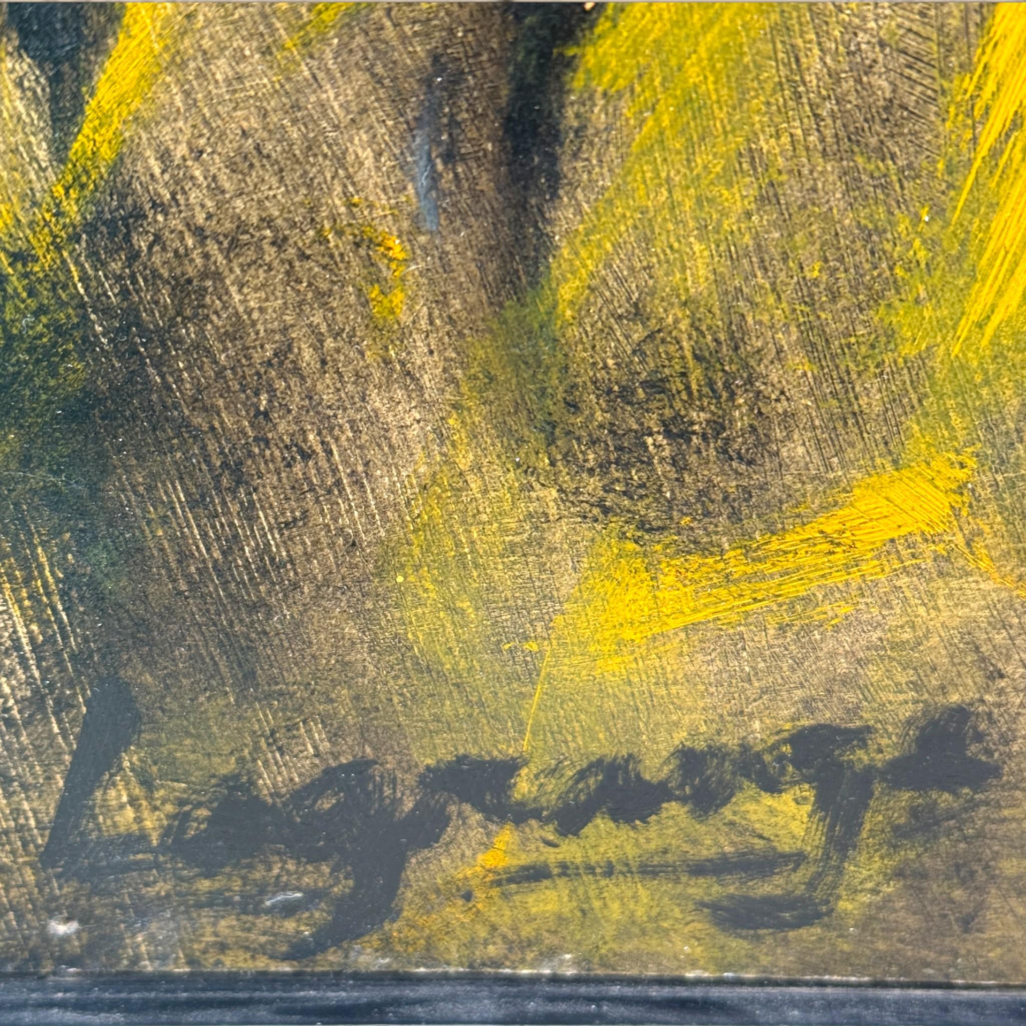 Jacques Lagrange, Woman with Flowers, Oil on cardboard, circa 1950–1955 im Angebot 1