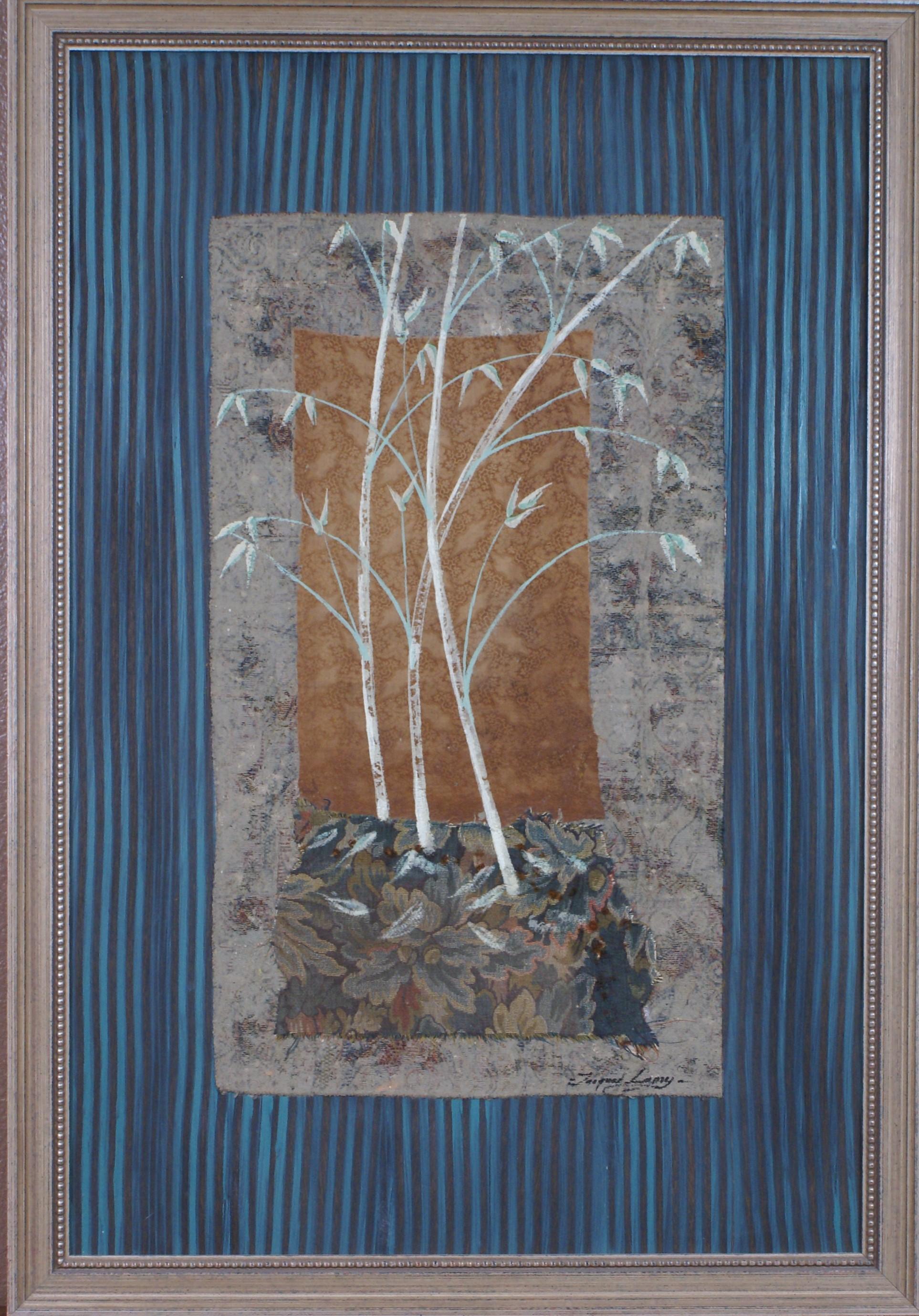 Jacques Lamy Landscape Painting - {Mixed Media Arborial Collage with Variegated Leaves }