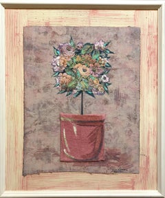 Vintage Mixed Media Floral Oil Painting Collage Bouquet of Flowers