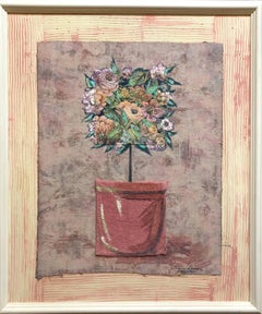 Collage floreale a olio con tecnica mista: bouquet di fiori