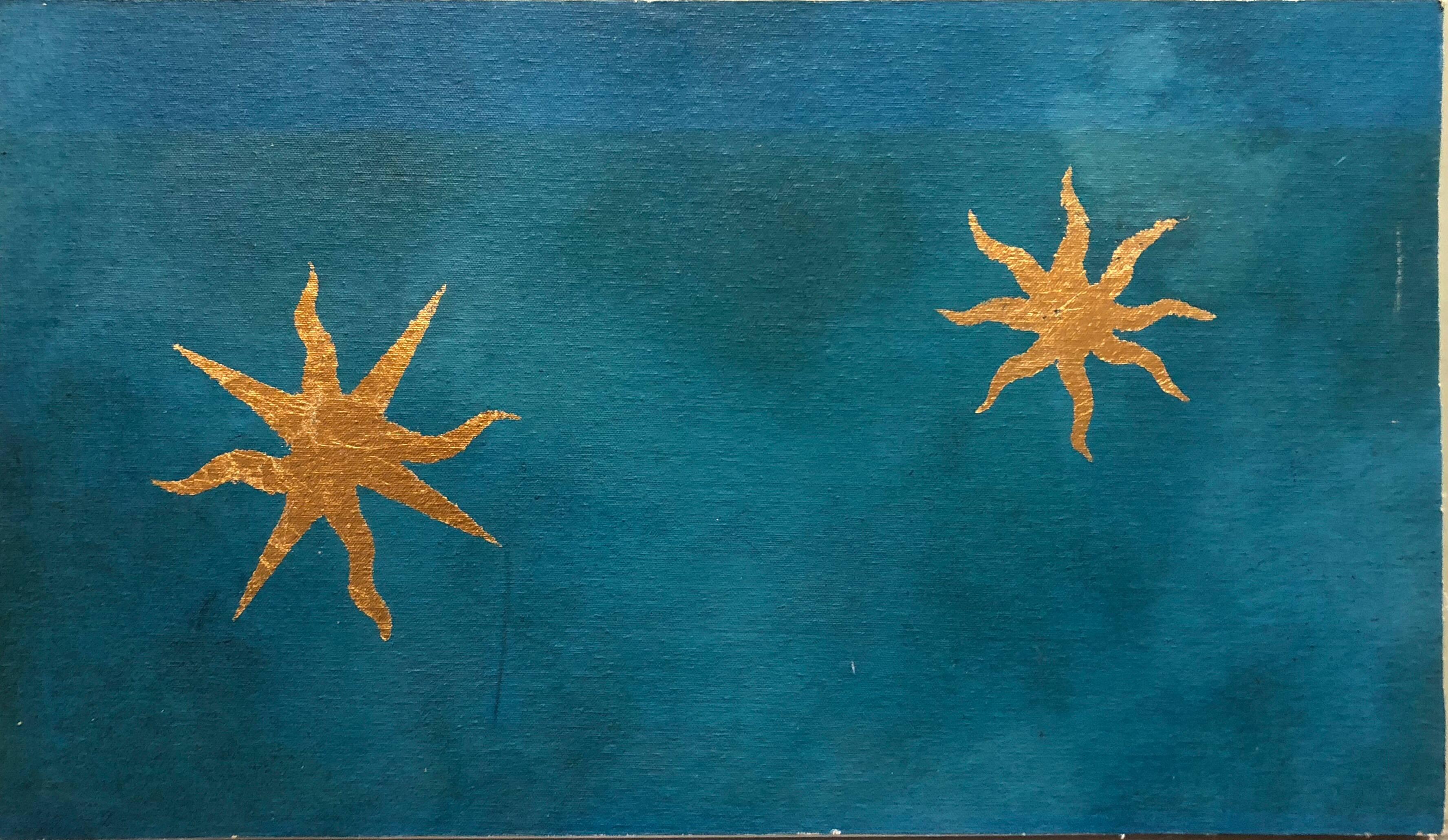 Peinture à l'huile abstraite - Étoile de feuille d'or - 1 sur 2 - Painting de Jacques Lamy