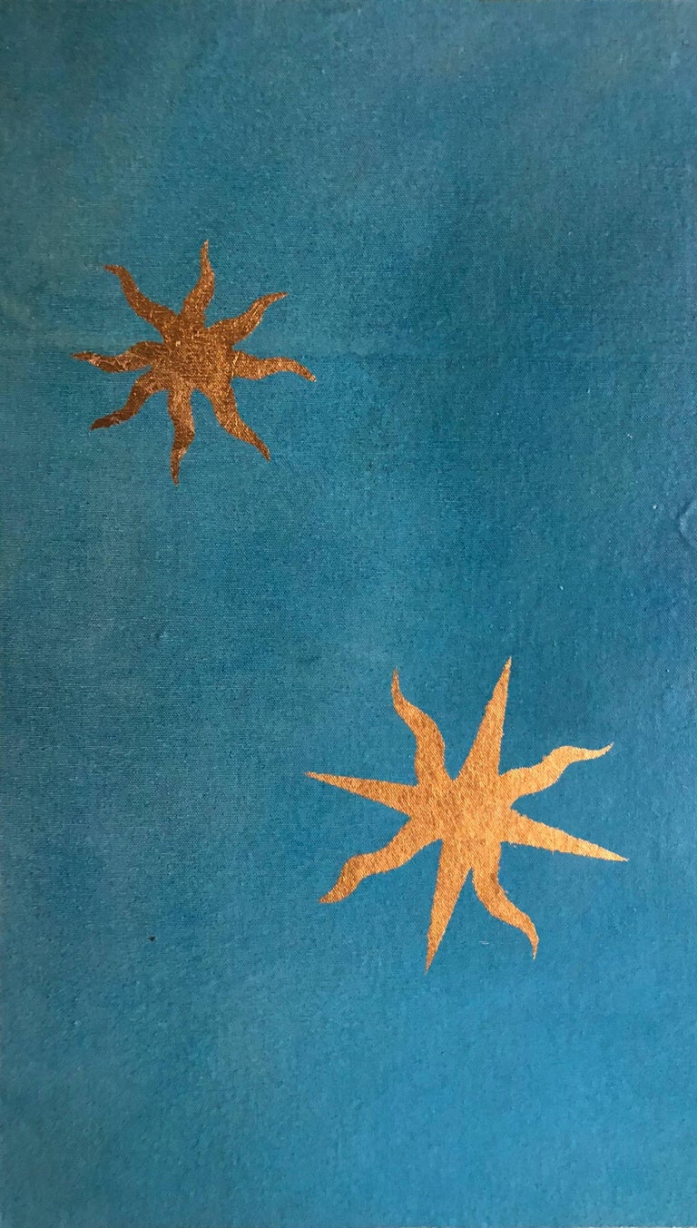 Jacques Lamy Abstract Oil Painting Gold Leaf Stars 2 of 2 For Sale at