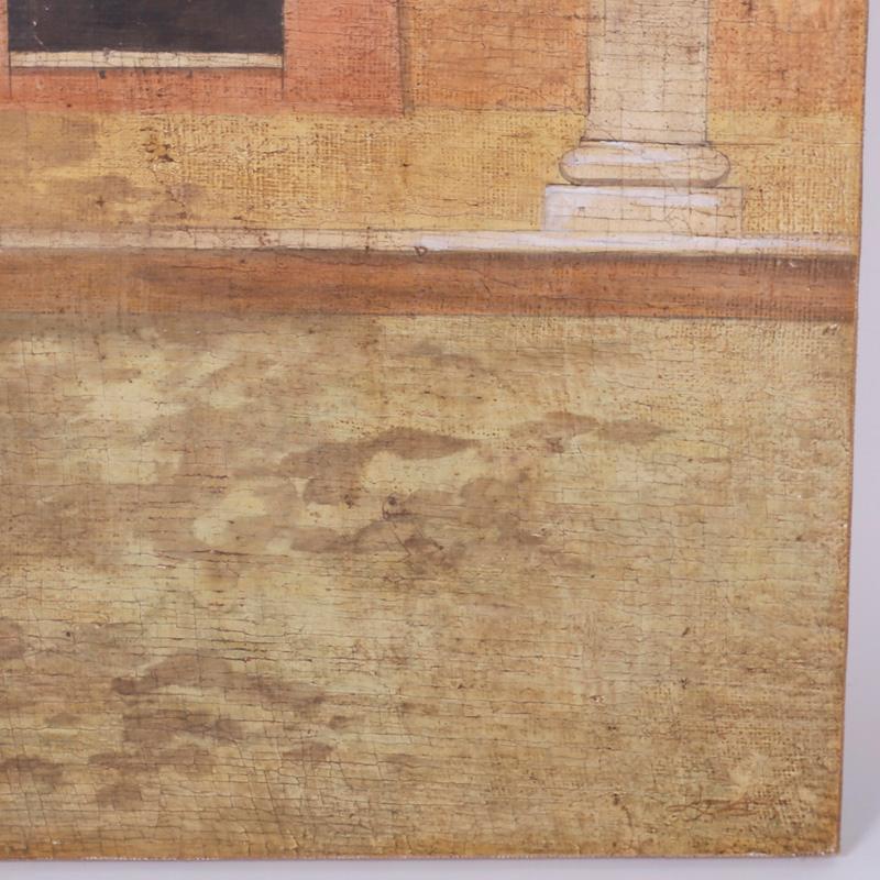 Fresco Style Oil Painting on Burlap by Jacques Lamy For Sale 2