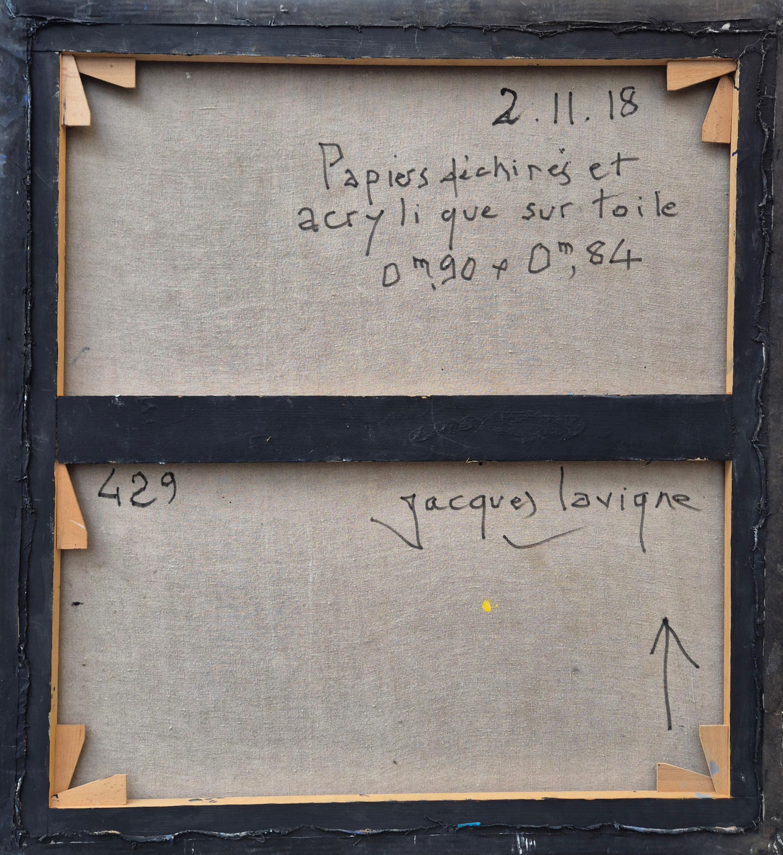 Jacques Lavigne, Sans titre, papier déchiré et acrylique sur toile, 2018 For Sale 1