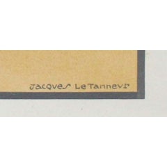 Circa 1930 stencil print, La partie de pelote basque by Jacques Le Tanneur