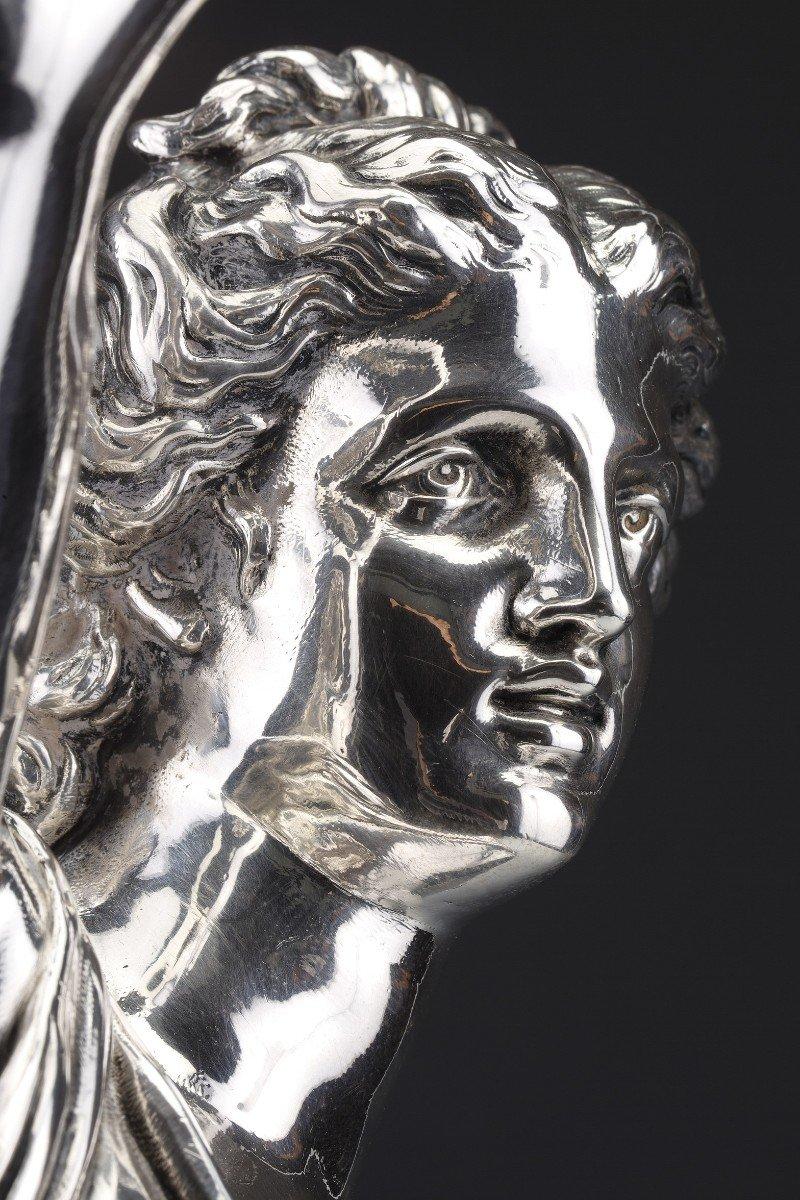  Jacques Léonard Maillet - Allegorical Statue In Solid Silver - 19th Century For Sale 3