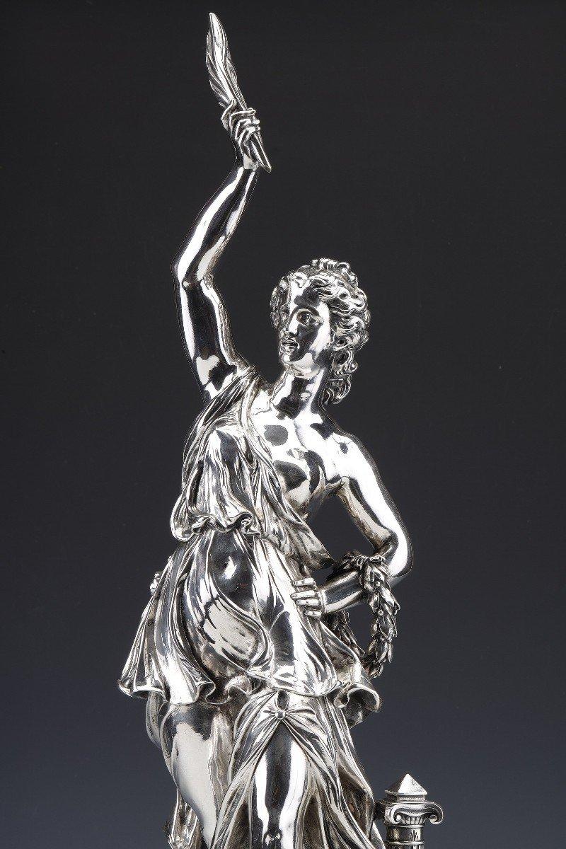 Greco Roman  Jacques Léonard Maillet - Allegorical Statue In Solid Silver - 19th Century For Sale