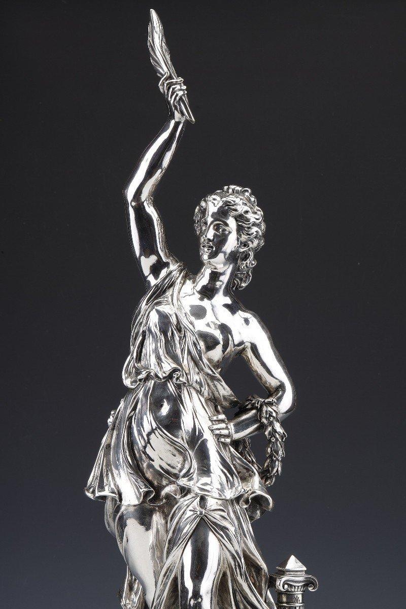 Greco-romano Jacques Léonard Maillet - Statua allegorica in argento massiccio - XIX secolo in vendita