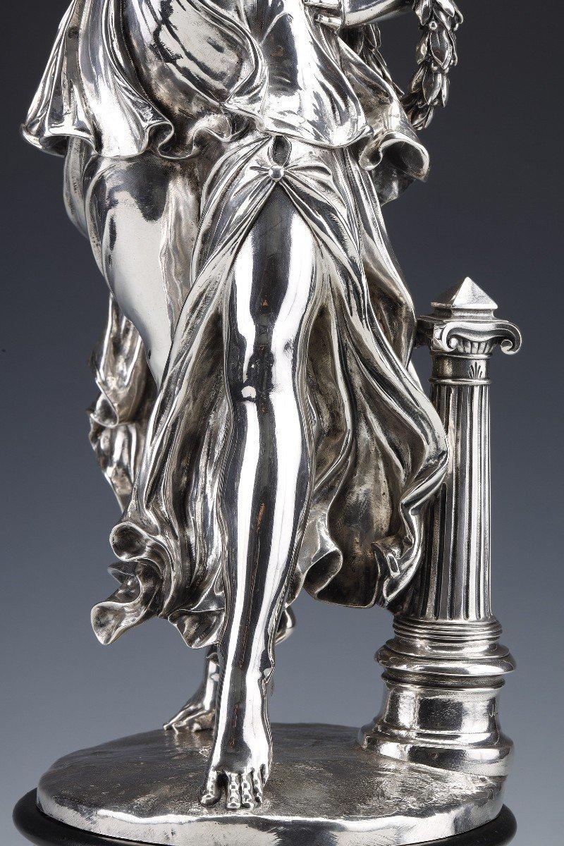 French  Jacques Léonard Maillet - Allegorical Statue In Solid Silver - 19th Century For Sale