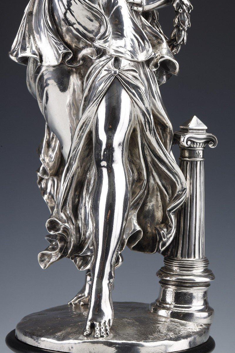 Francese Jacques Léonard Maillet - Statua allegorica in argento massiccio - XIX secolo in vendita