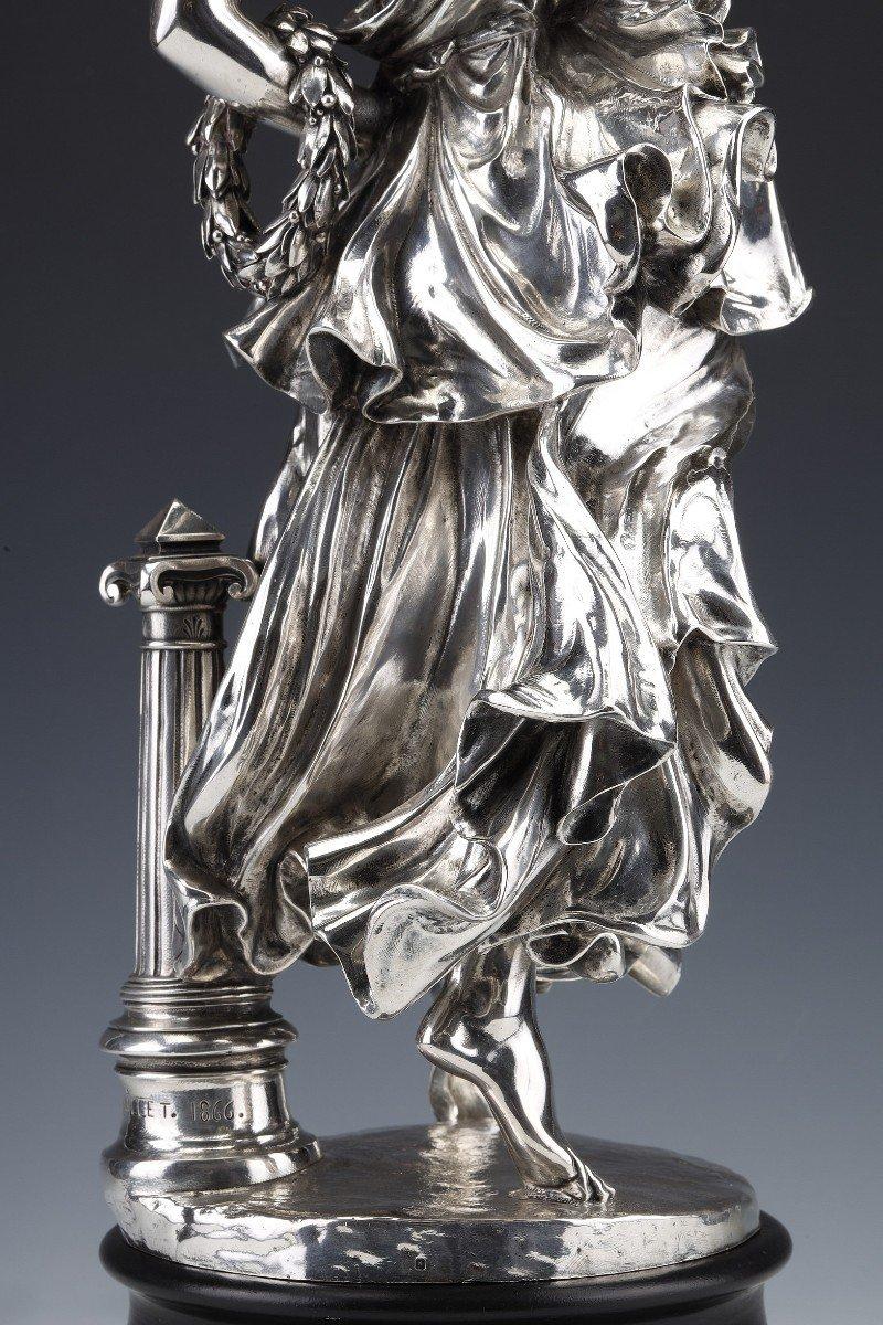 Mid-19th Century  Jacques Léonard Maillet - Allegorical Statue In Solid Silver - 19th Century For Sale