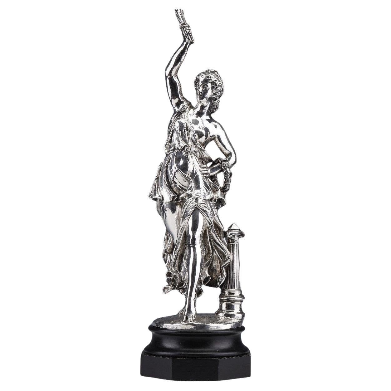  Jacques Léonard Maillet - Allegorical Statue In Solid Silver - 19th Century For Sale