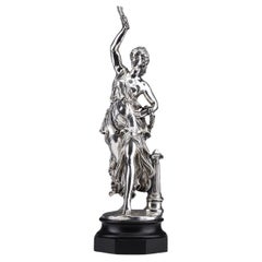 Used  Jacques Léonard Maillet - Allegorical Statue In Solid Silver - 19th Century