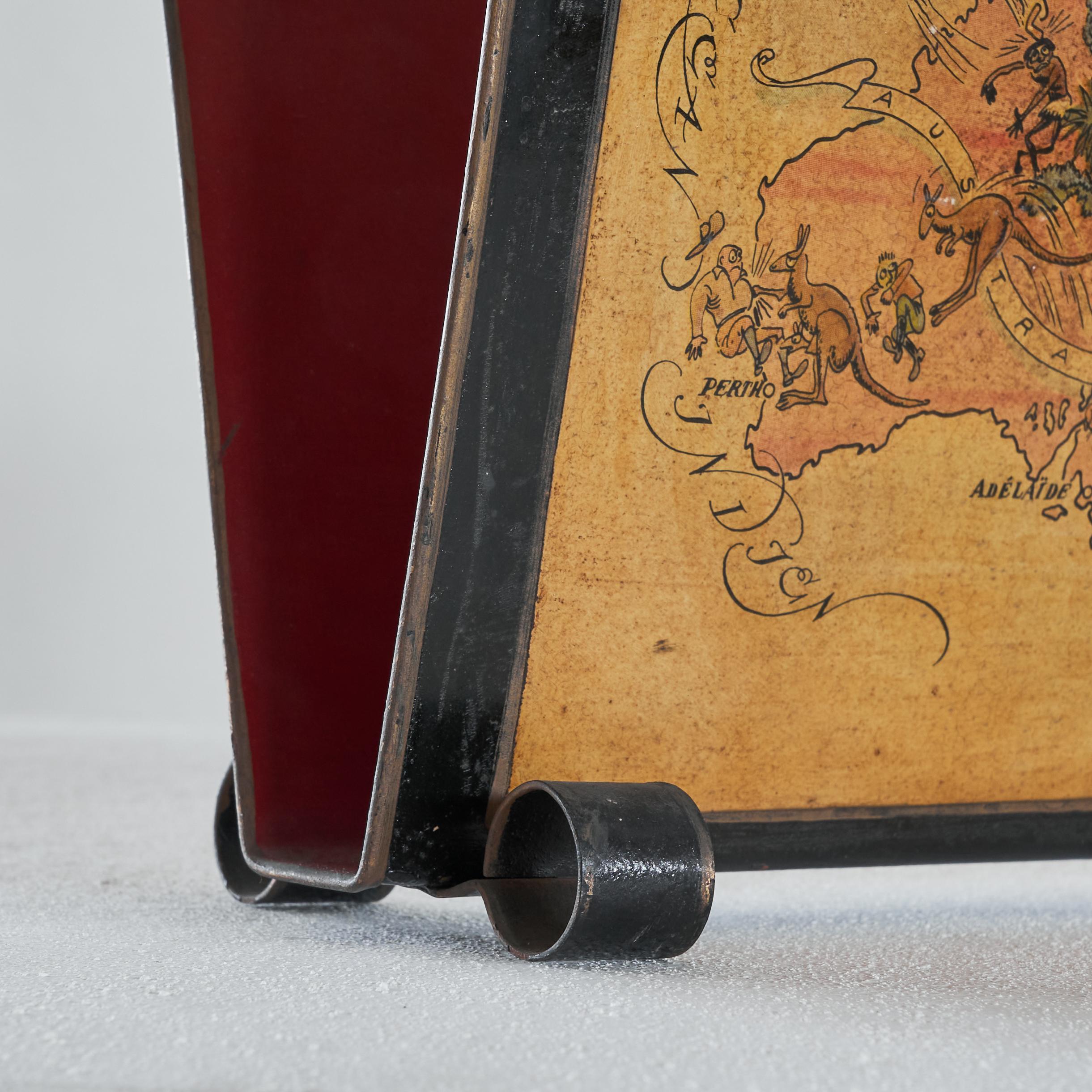 Jacques Liozu Magazine Rack with Whimsical Silk Screened Maps France 1950s For Sale 4