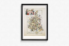 1951 oriignal illustrated map of Jacques Liozu for the Champagne region