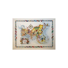 Jacques Liozu's 1951 illustrated map of Asia