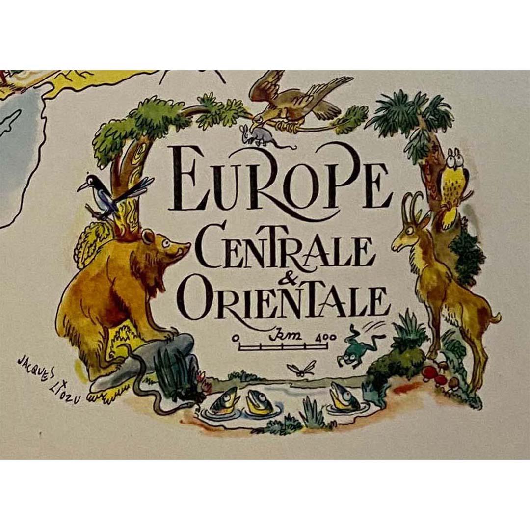Jacques Liozu's 1951 illustrated map of Central and Eastern Europe For Sale 2