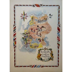 Vintage Jacques Liozu's 1951 illustrated map of Central and Eastern Europe