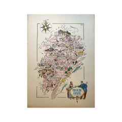 Jacques Liozu's 1951 illustrated map of the region of Franche-Comté