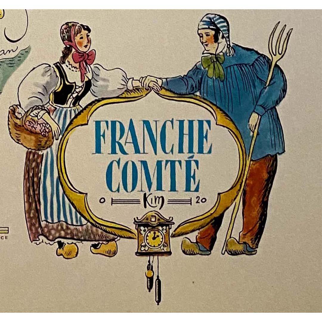Jacques Liozu's 1951 illustrated map of the region of Franche-Comté For Sale 2