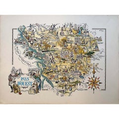 Jacques Liozu's 1951 illustrated map of the region of Pays d'Ouest