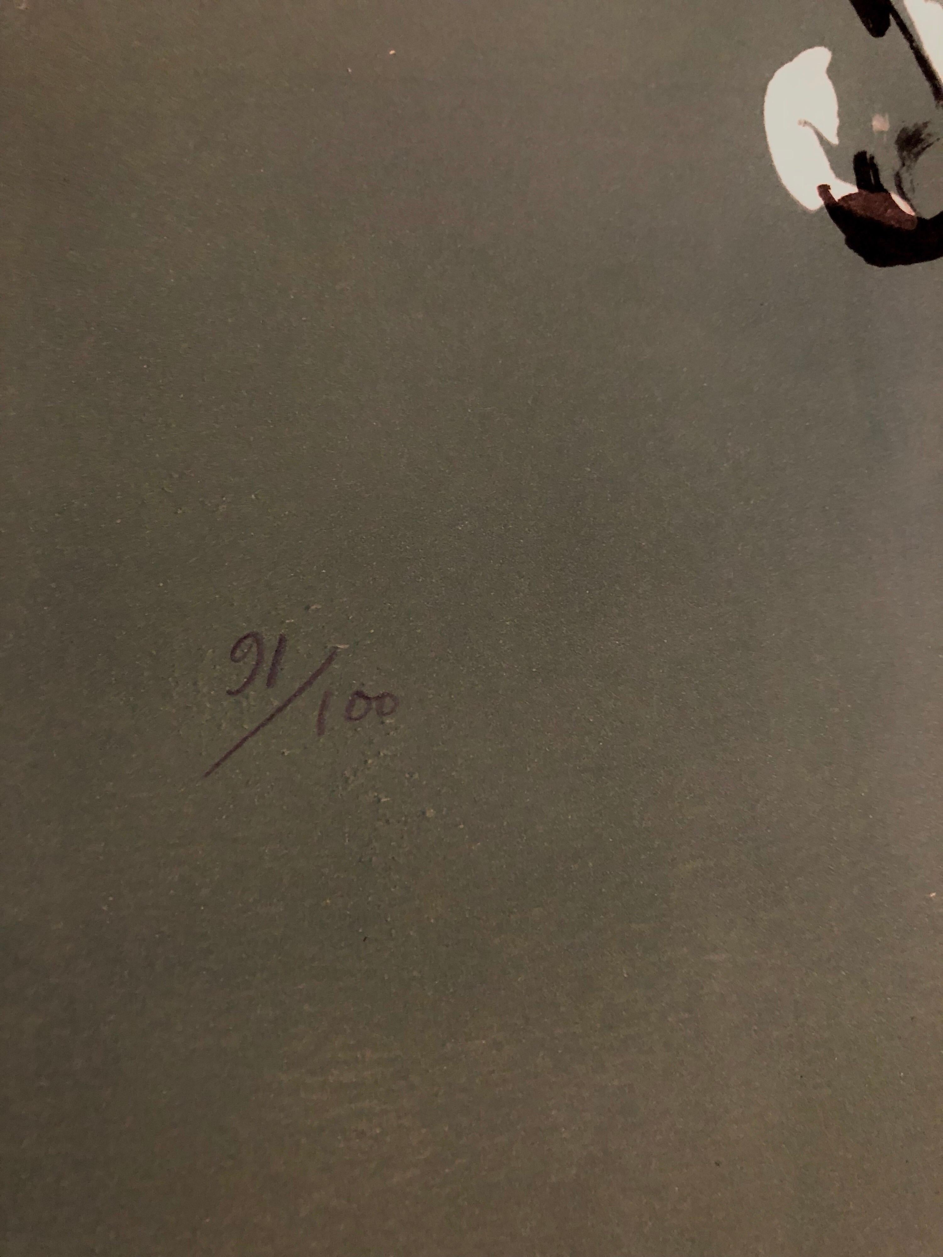 Large French Modernist Cubist Lithograph Sculpture Image Pencil Signed - Gray Figurative Print by Jacques Lipchitz