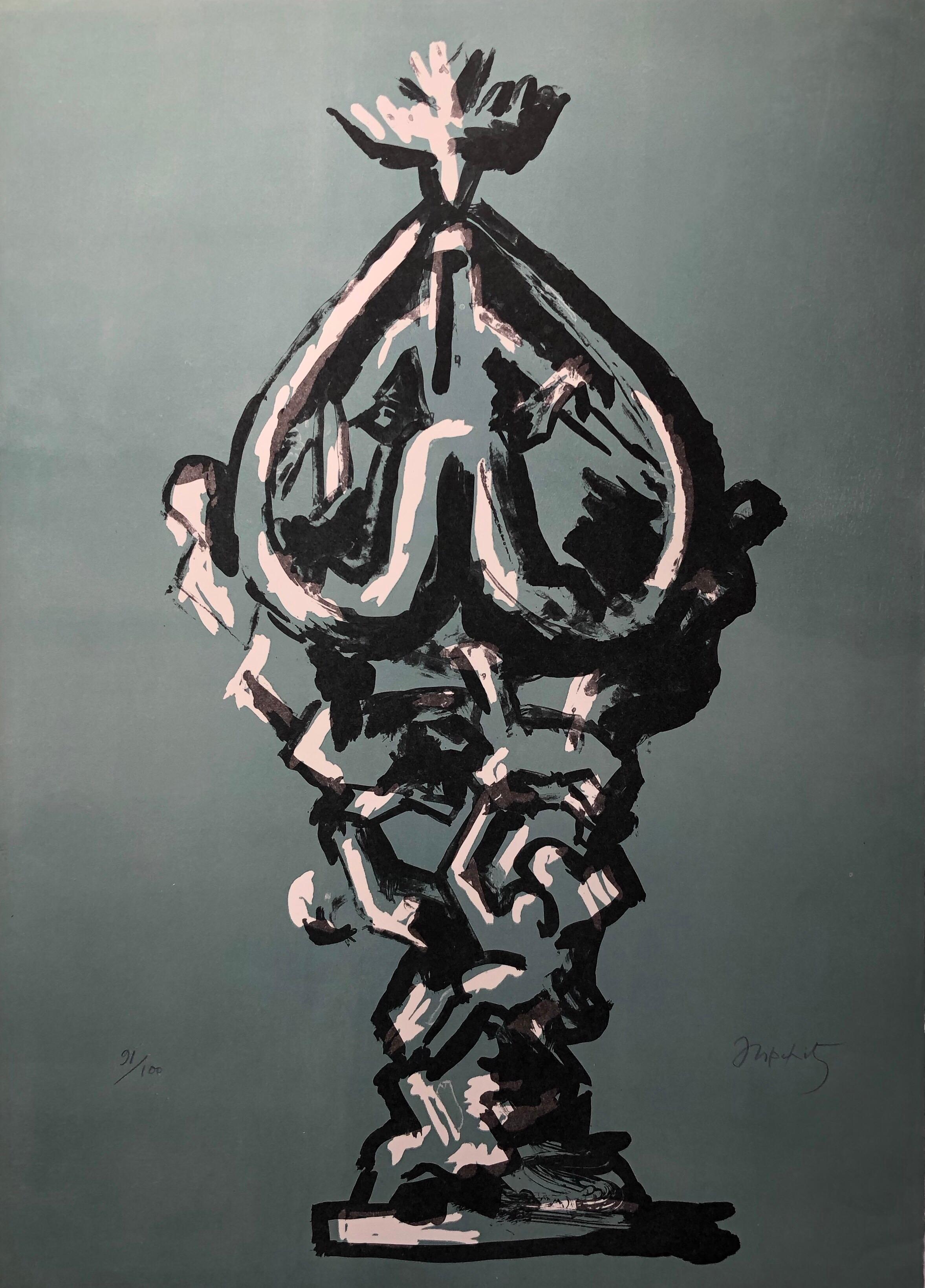 Jacques Lipchitz Figurative Print - Large French Modernist Cubist Lithograph Sculpture Image Pencil Signed