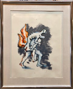 Lithographie cubiste moderniste française lituanienne « Light » Refugees