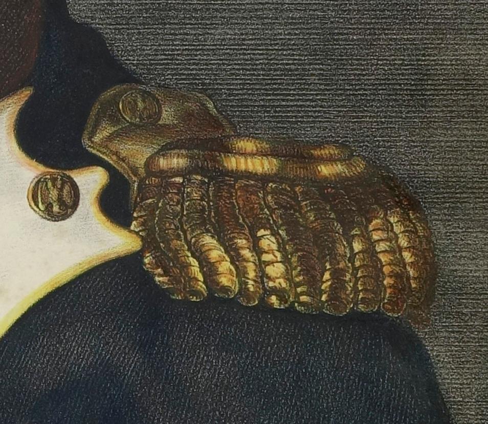 Original-Porträtdruck von Napoleon I. nach einem ganzseitigen Gemälde des französischen Malers Jacques-Louis David, das sich in der Sammlung der National Gallery of Art in Washington befindet. Jacques-Louis David war ein französischer Maler des
