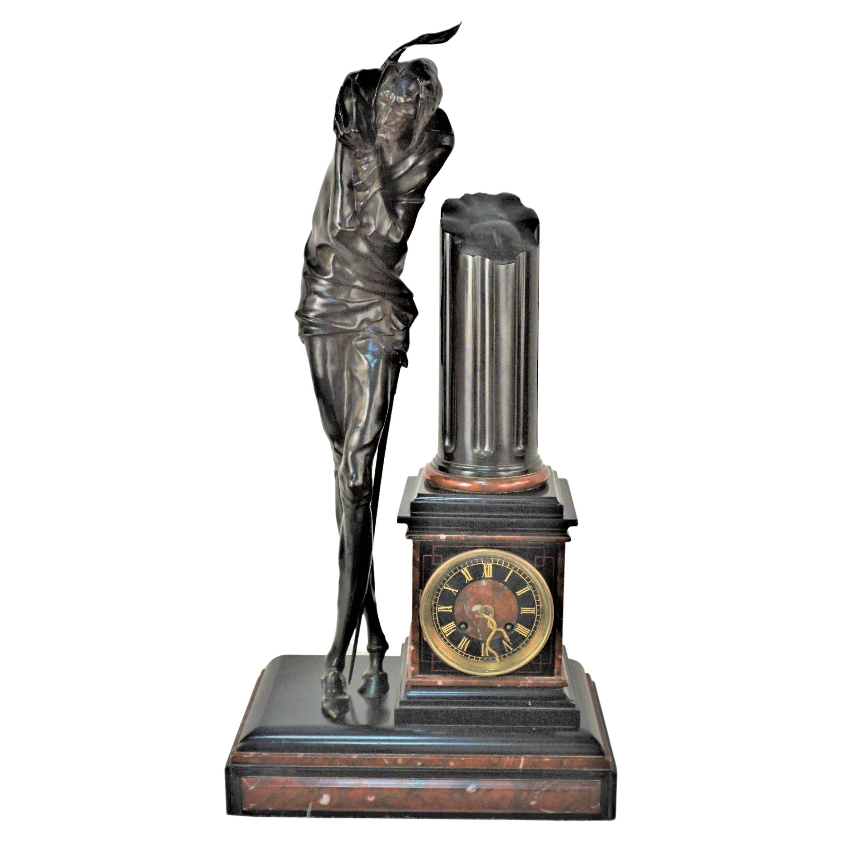 Jacques-Louis Gautier Bronze Clock "Mephistopheles & the witch from Macbeth"  For Sale