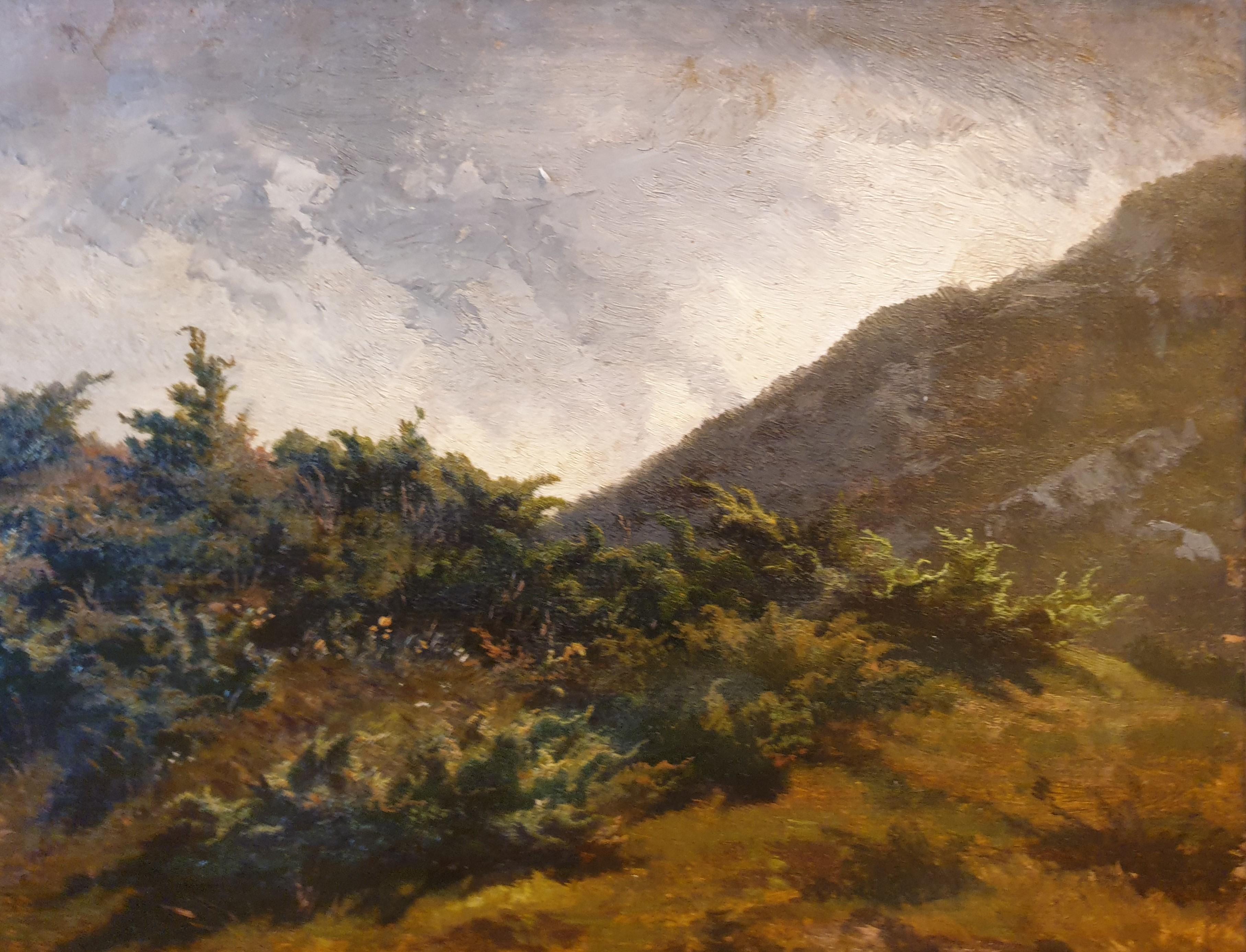 Paesaggio di montagna 19° ODIER Schizzo di pittura realista svizzera - Landscape Painting Marrone di Jacques Louis ODIER