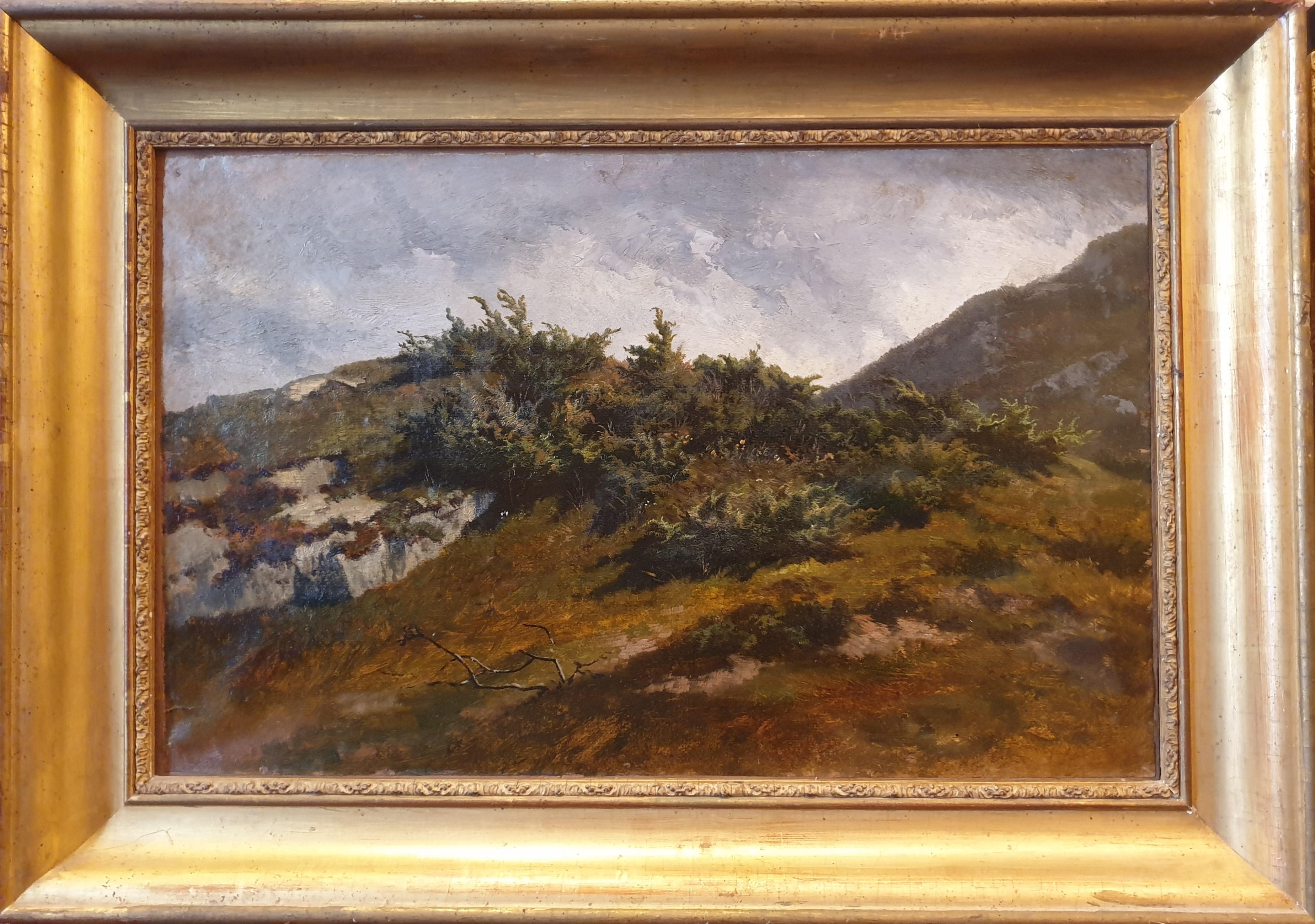Paesaggio di montagna 19° ODIER Schizzo di pittura realista svizzera - Painting di Jacques Louis ODIER