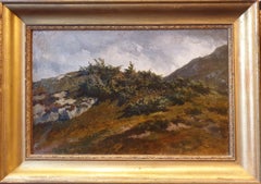 Mountain landscape 19th ODIER Swiss realist painting sketch