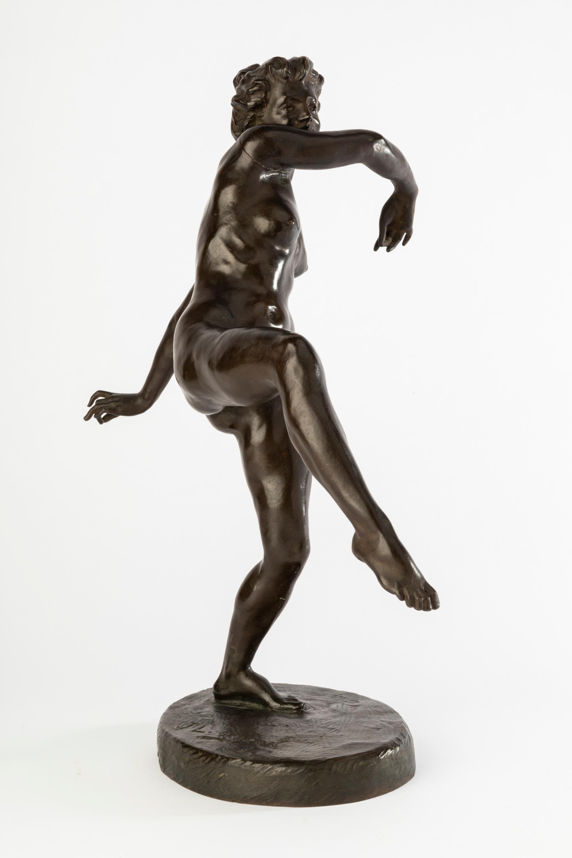 Art nouveau Jacques Loysel  (1867-1925, France) : « Danseur », sculpture en bronze, vers 1900