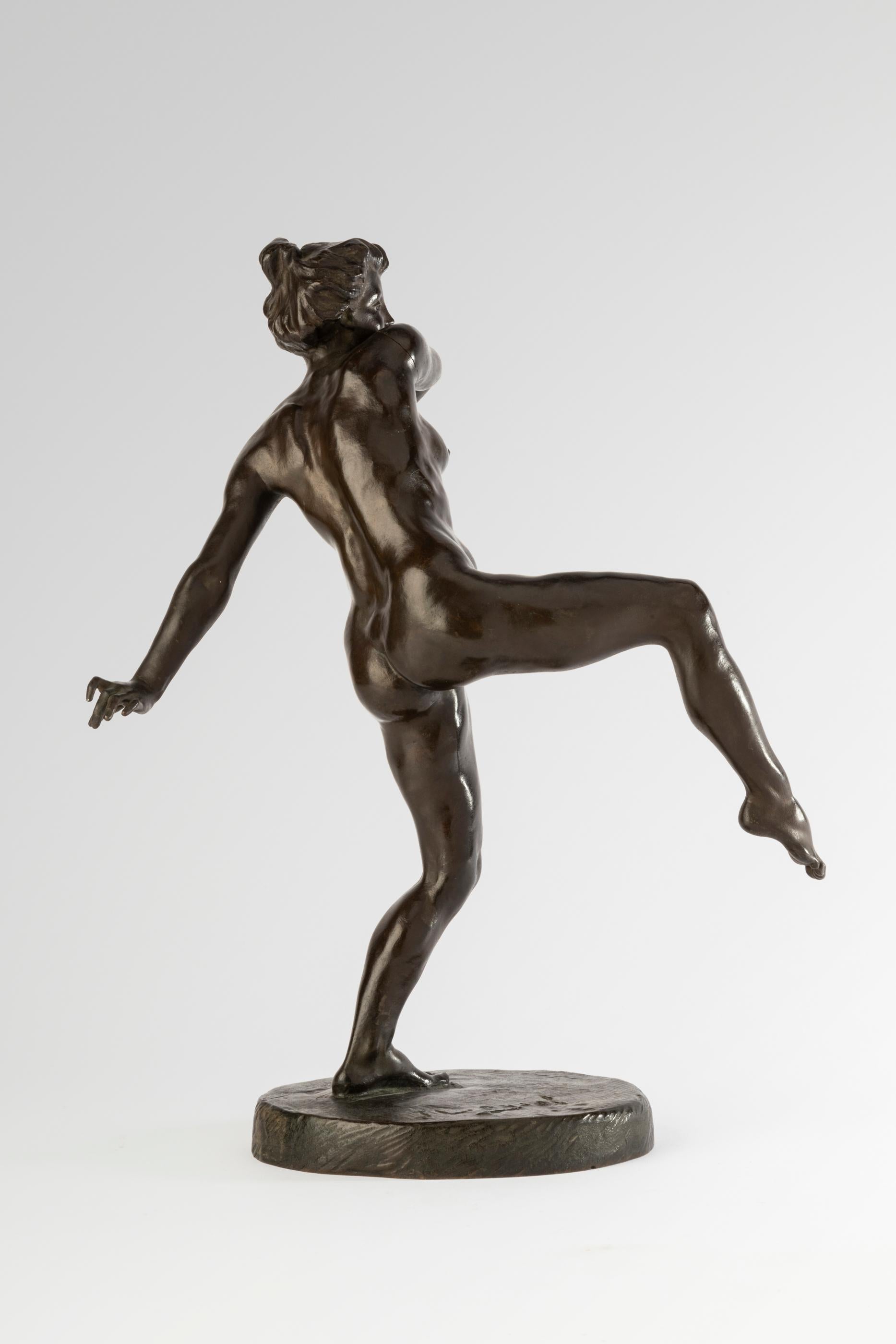 Français Jacques Loysel  (1867-1925, France) : « Danseur », sculpture en bronze, vers 1900