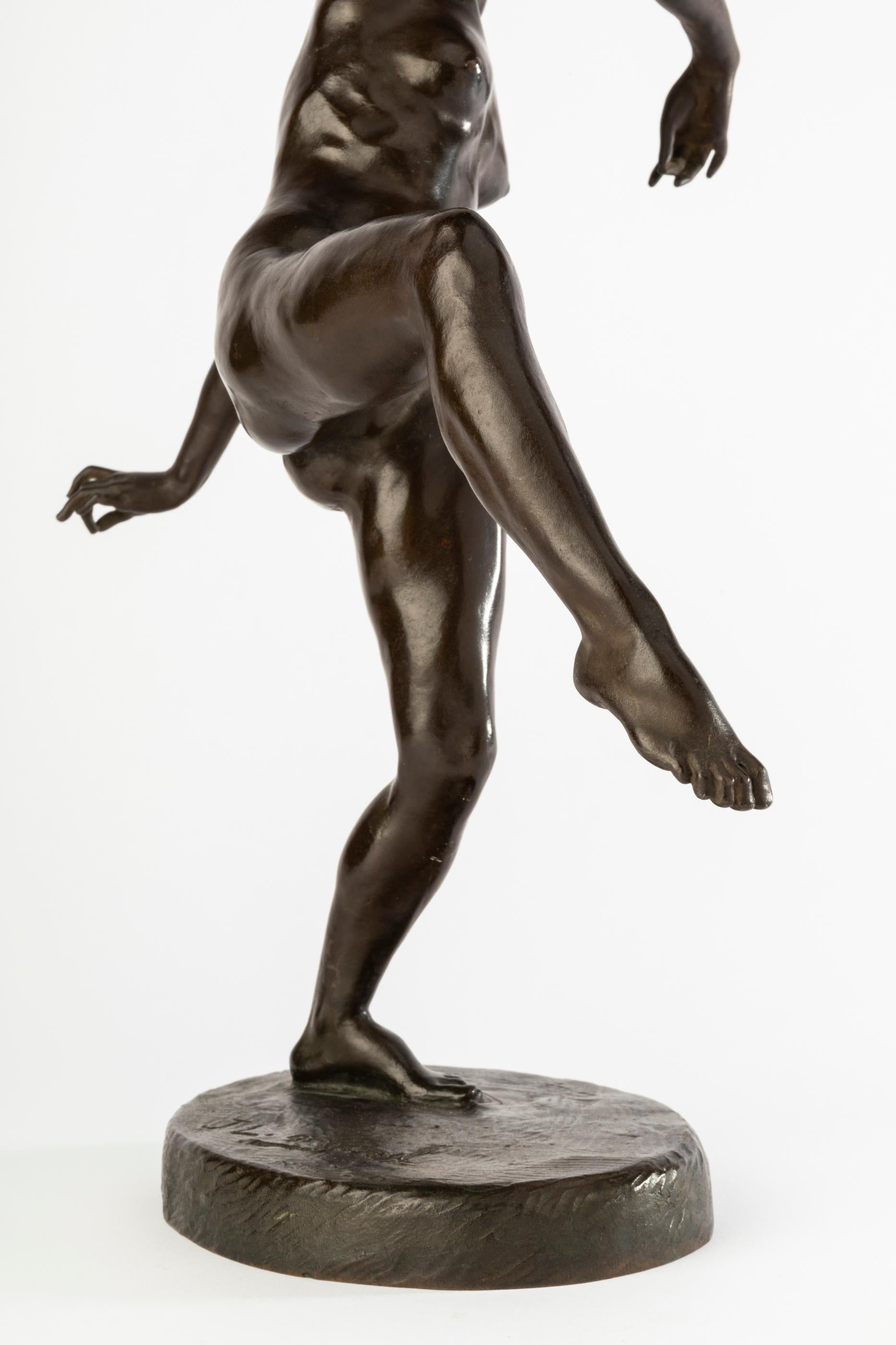 Début du 20ème siècle Jacques Loysel  (1867-1925, France) : « Danseur », sculpture en bronze, vers 1900