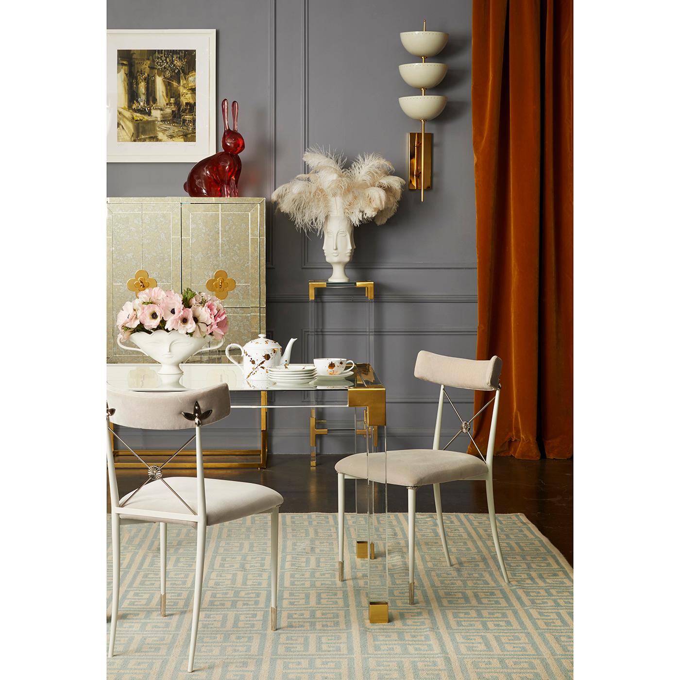 American Jacques Lucite and Brass Dining Table