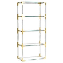 Jacques Lucite and Brass Étagère