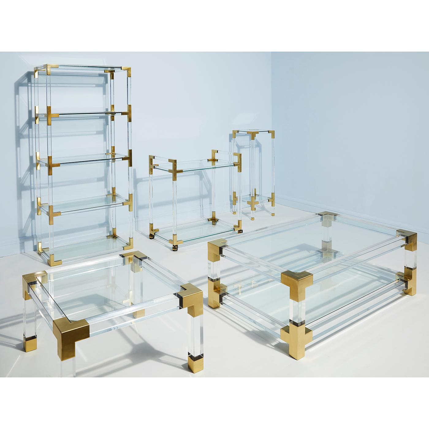 American Jacques Lucite and Nickel Console