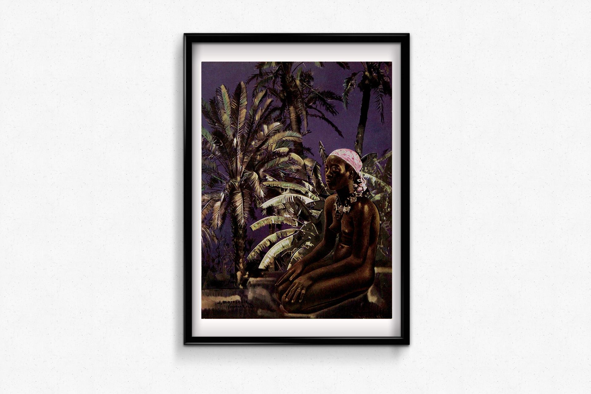 Affiche originale de Jacques Majorelle, datant de 1930, intitulée Marrakech en vente 1