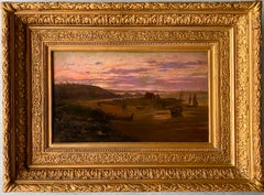 French 19th century Impressionist landscape painting - beach sea Monet