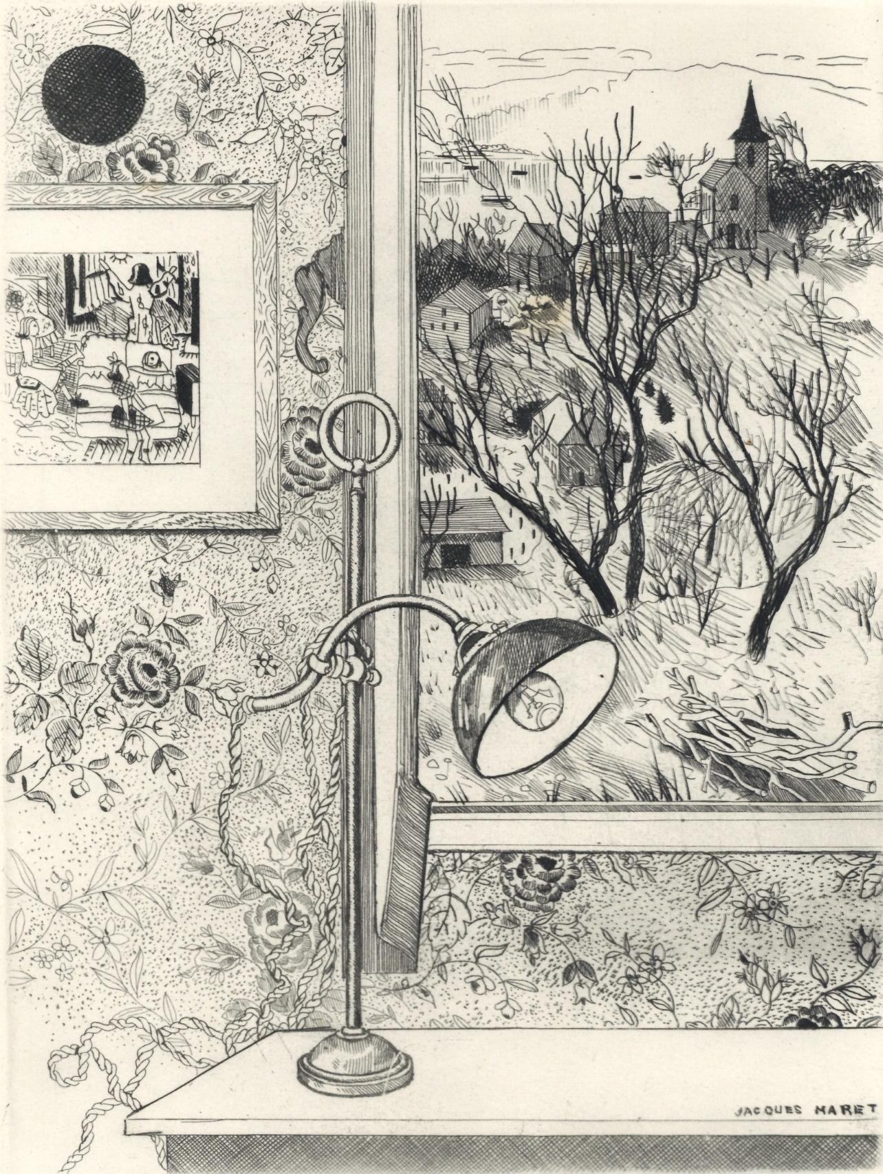 Etching on Rives BFK paper. Unsigned and unnumbered, as issued. Good condition. Notes: From the folio, Alternance, 1946. Published by Le Gerbier, Paris; printed by atelier Quesneville, Paris, March 2, 1946. Excerpted from the folio (translated from