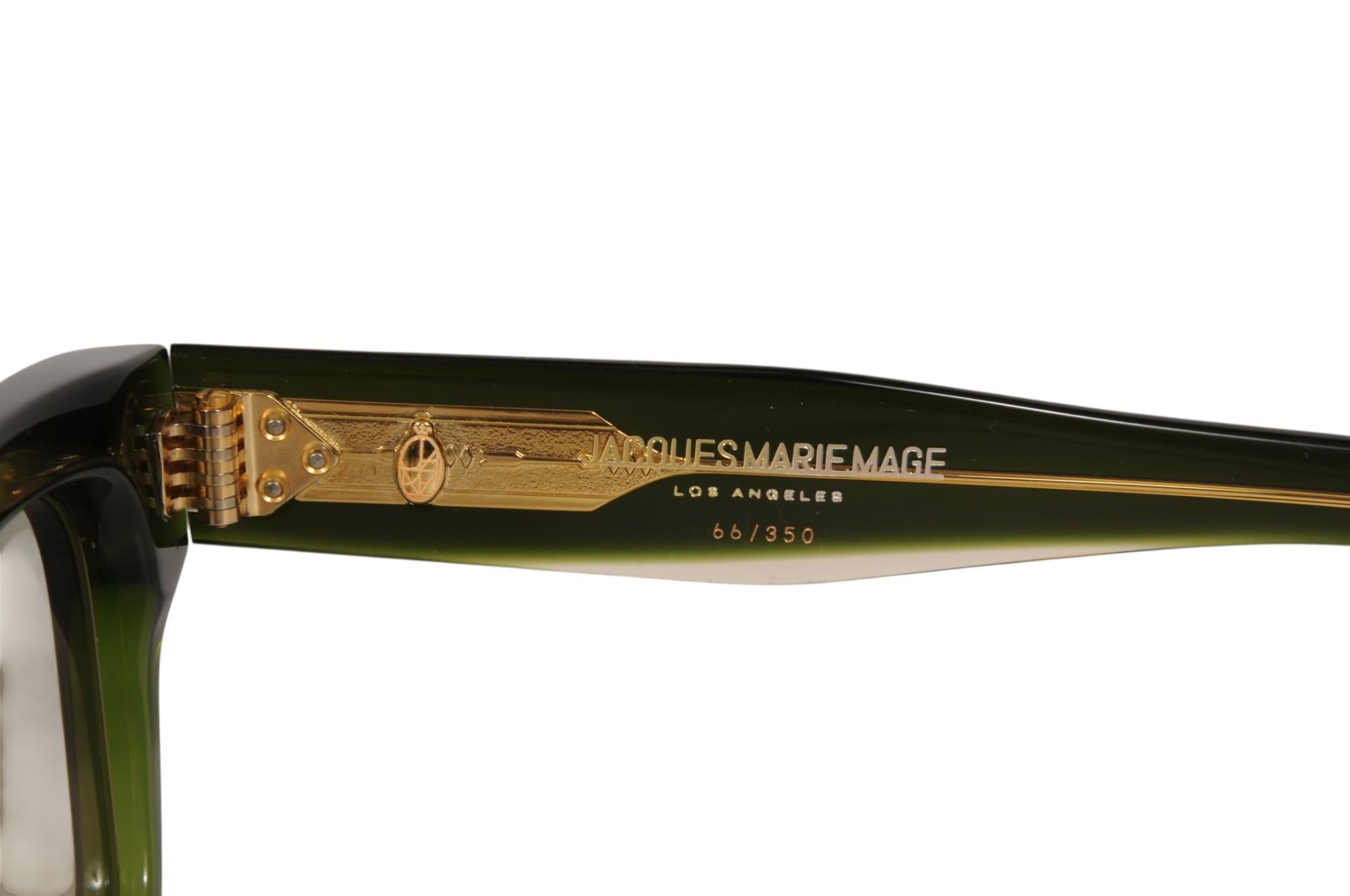 Jacques Marie Mage Fellini Sunglasses Emerald Green Gold JMM FE 20 Square In condizioni ottime in vendita a North Miami, FL