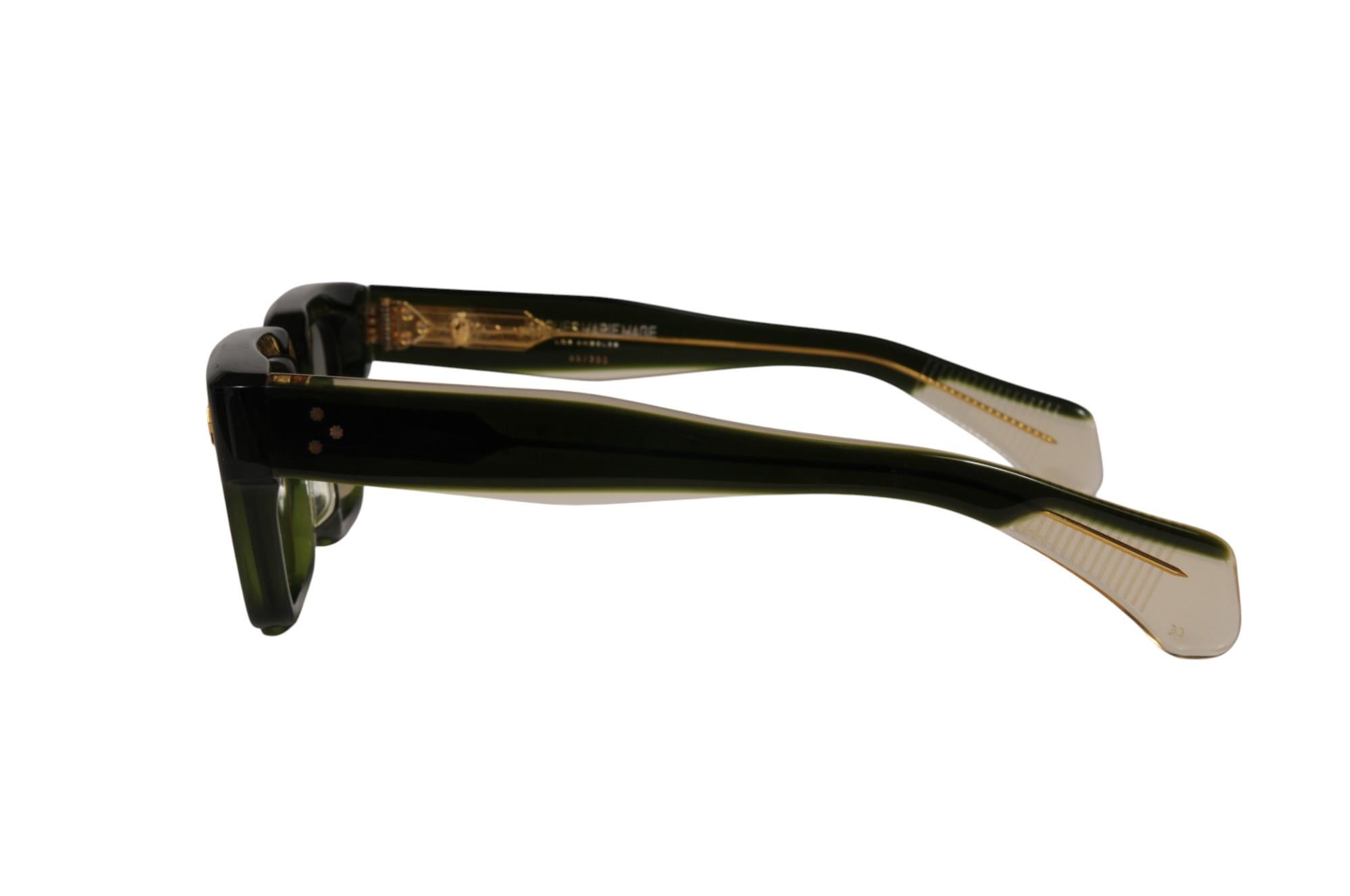 da uomo o donna Jacques Marie Mage Fellini Sunglasses Emerald Green Gold JMM FE 20 Square in vendita
