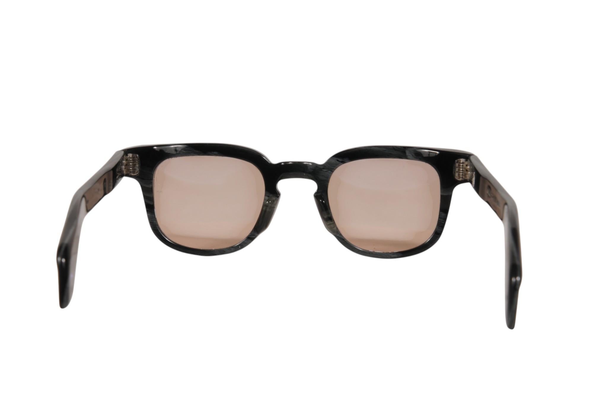 Marrone Jacques Marie Mage JAX Sunglasses JMM JX16 48 25 Gray Black Marble Square Round in vendita